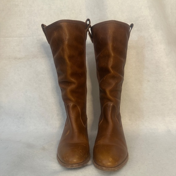 Diesel Leather Boots EU 38 US 7.5 Gently worn Wood heels 14" tall - Picture 2 of 7